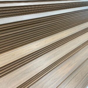 Composite Decking - 5.75 Inch x 16 Feet - Dark Teak Colour - 3D Embossed - Reversible - 2nd Gen UV Reflective Anti-Heat Shield - Sold with Clips and Screws as Kit